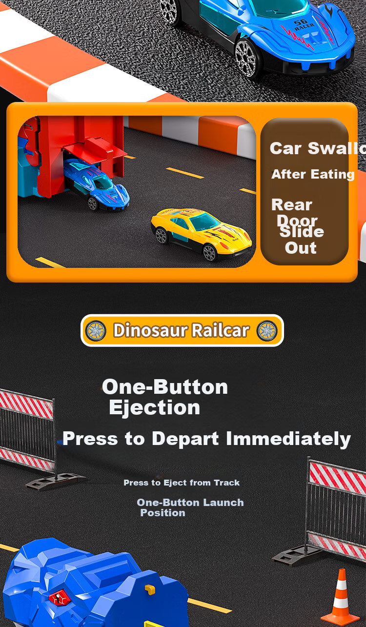 Snaen Children's Dinosaur Toy Car with Ejection Track, Transforming Alloy Car, Birthday Gift for Boys Aged 3-6 Years Old 5