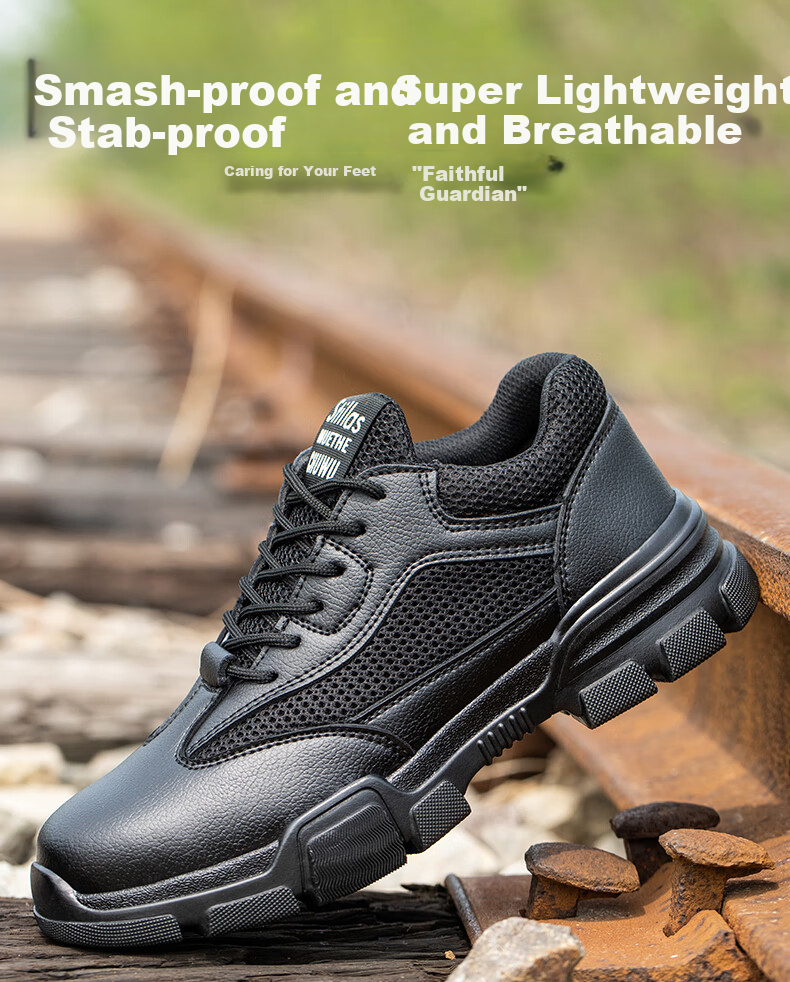 LAOGUANJIA Men's Safety Shoes with Comfortable Steel Toe Cap, Anti-Smashing, Anti-Puncture, Odor-Resistant, Waterproof, Oil-Resistant Work Safety Functional Shoes 281 Size 42 1