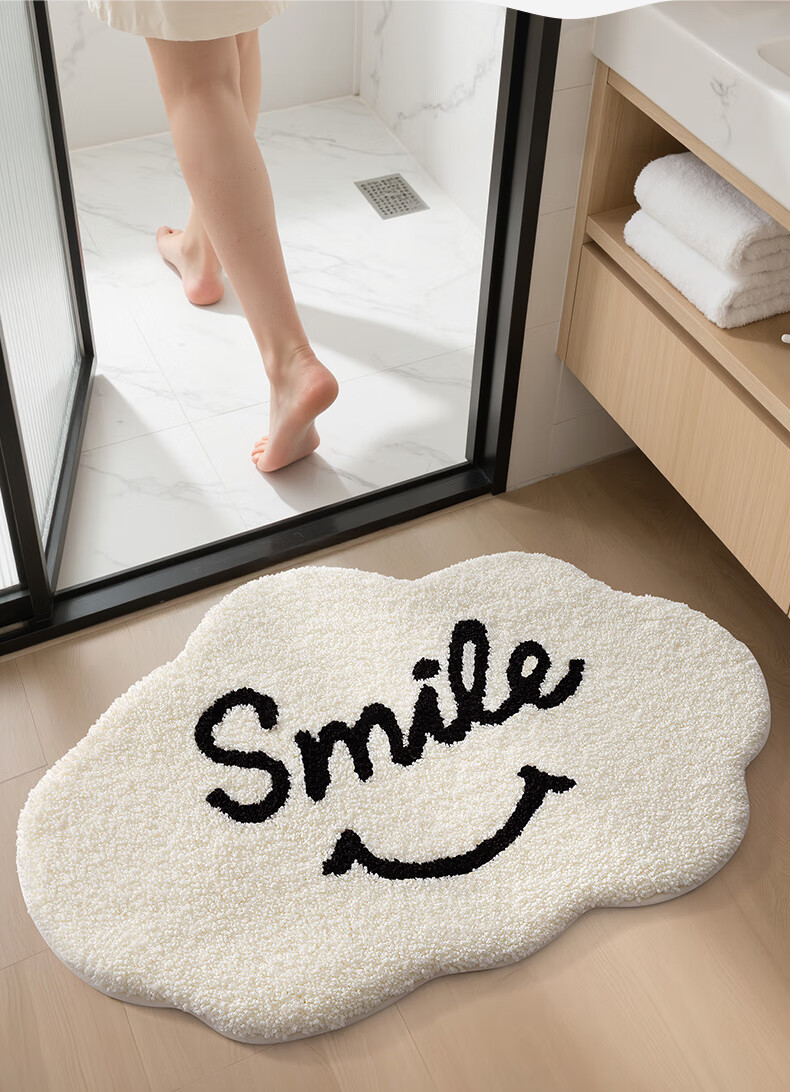Dajiang "Yun Xiao Huan Yan" Smiley Co-Branded Bathroom Mat, Entrance Doormat, Absorbent Foot Mat, 50x80cm 5