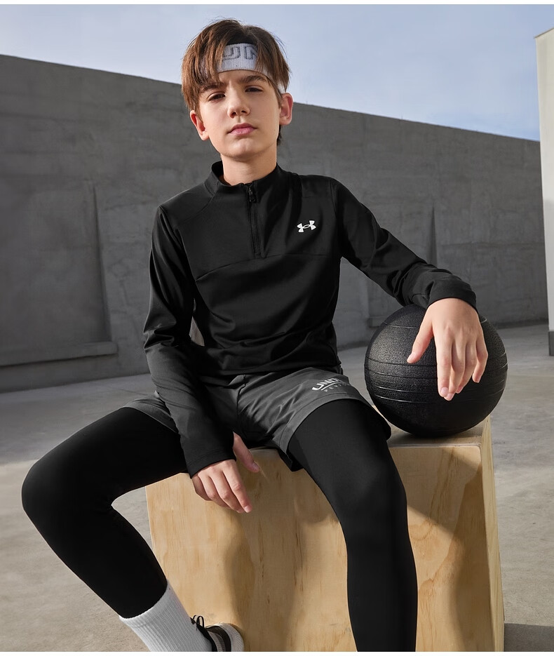 Under Armour Children's Long-Sleeve T-Shirt, Autumn And Winter Moisture-Wicking Quick-Dry Sports Casual Comfortable Athletic Training Stand-Collar Top 5