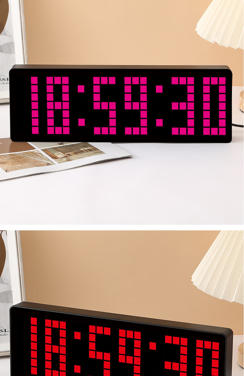 Momen Student LED Electronic Clock, Desktop Countdown Timer with Large Screen, Dual-Use for Bedside Or Wall-Mounted, Pixel Display Clock Gift 3