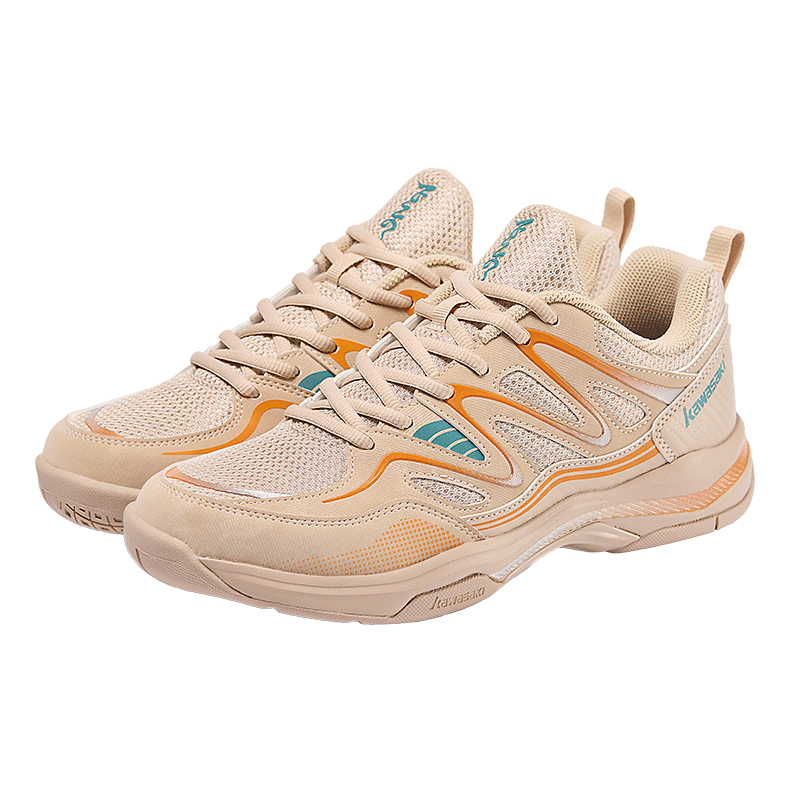 KAWASAKI Badminton Shoes, Wear-Resistant, Non-Slip, Shock-Absorbing, Breathable, for Training And Competition, Men's And Women's Models, Feitian Series, Desert Brown, Size 35