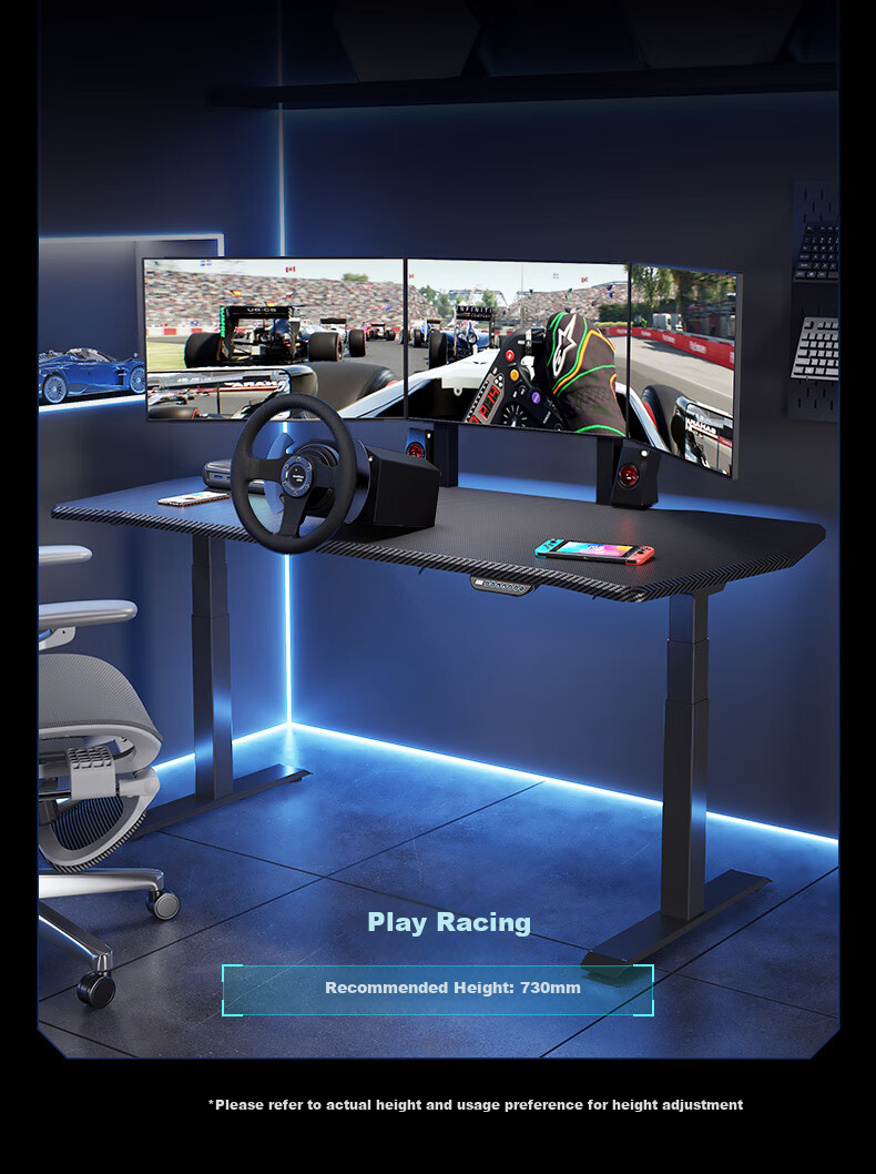 Loctek Black Knight MAX Gaming Desk, Electric Height Adjustable Computer Desk, Standing Desk, 1.4m, Rubberwood 9