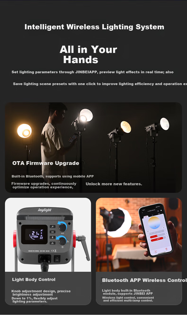 JINBEI JL500BI Live Streaming Fill Light, Single And Dual Color Temperature LED Photography And Videography Light, 500W, for Film And Photo Lighting, Streamer Soft Light, Studio Video Shooting, Constant Light 9
