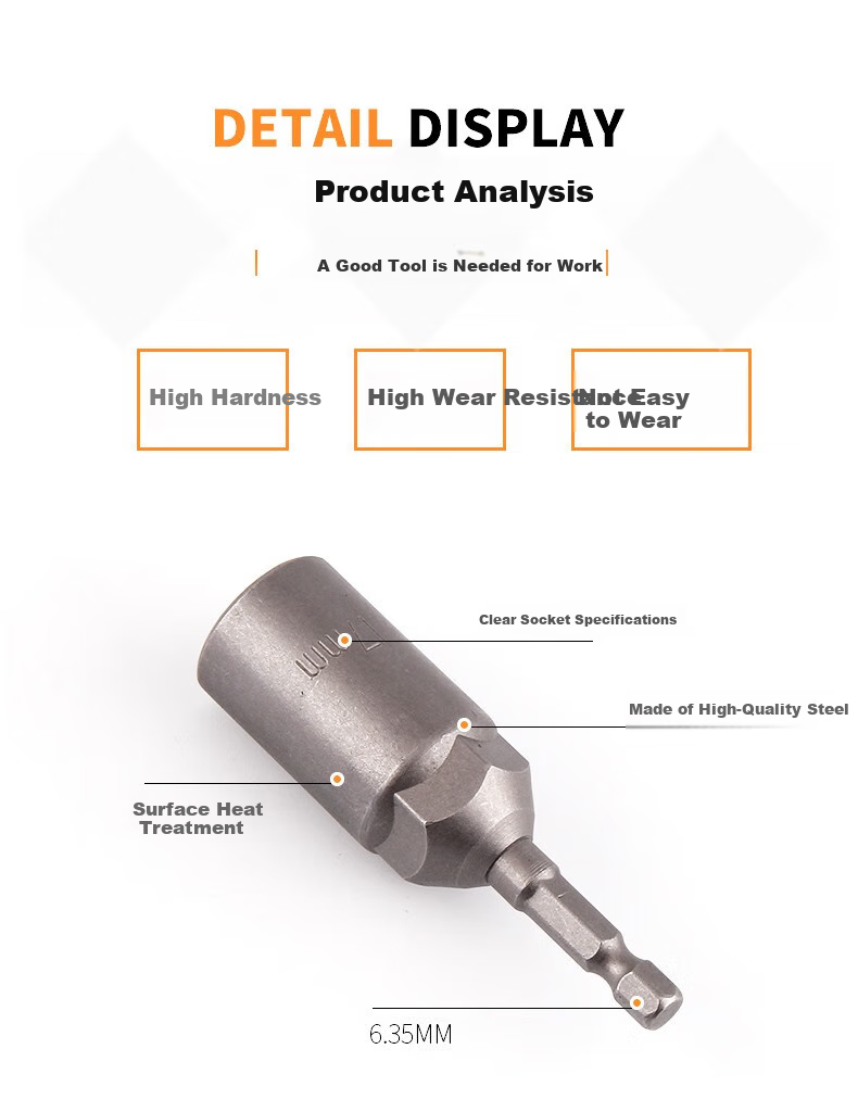 GREENER Electric Wrench, Household Socket Head, Deepened Internal Hexagon, Extended And Deepened Screwdriver Socket, Hand Drill Self-Tapping Screwdriver Bit 2