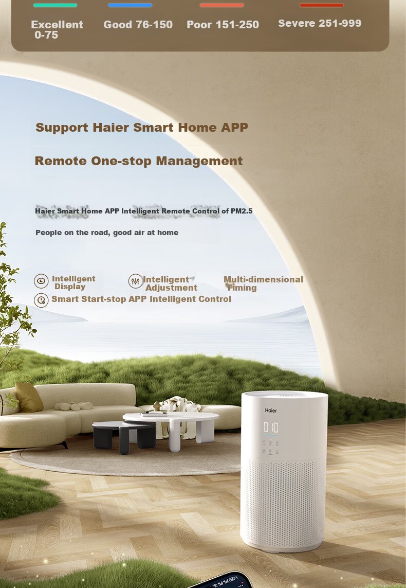 Haier Air Purifier for Home Indoor Use, Removes Formaldehyde, Benzene, Odors, Pets Hair, Disinfects, Kills Germs, Eliminates Allergens, Dust And Smoke Smell KJ320F-Q3U1 10