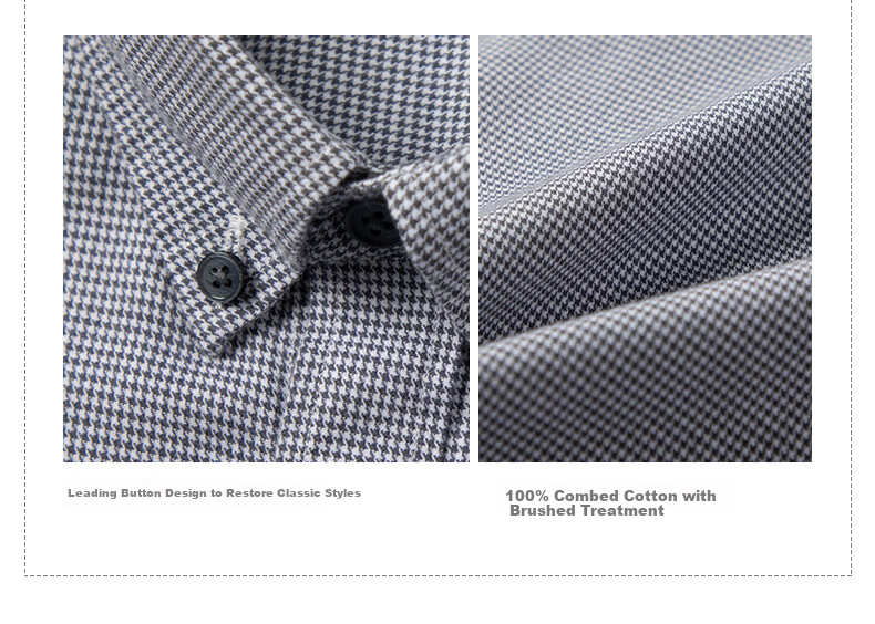 BLACKMONDAY Houndstooth Plaid Shirt for Men, Pure Cotton Brushed Long-Sleeve All-Cotton Wrinkle-Resistant Formal Business Casual Shirt 9
