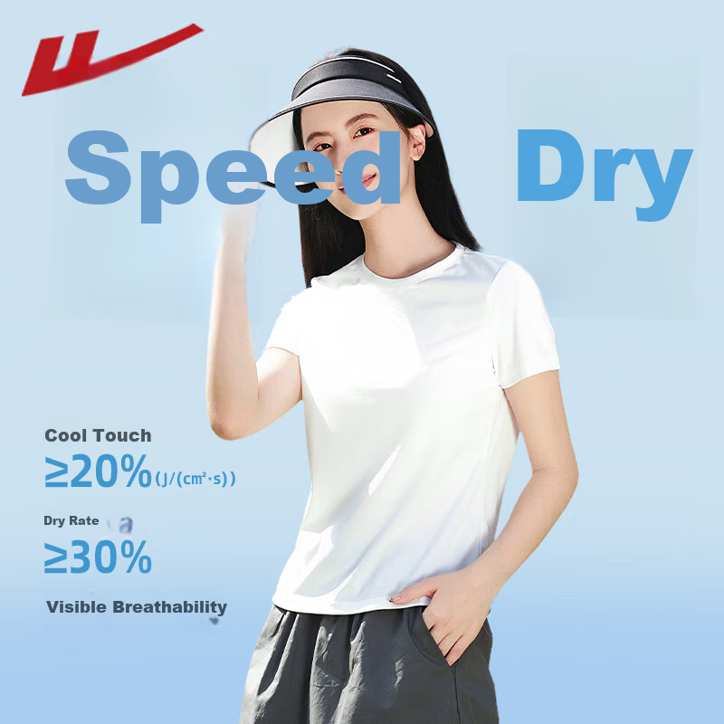 Warrior Ice Silk Cooling Short-Sleeve T-Shirt for Women, Summer 2026, Pique Fabric, Skin-Friendly, Cool And Comfortable, Fashionable Casual Breathable Sporty Top
