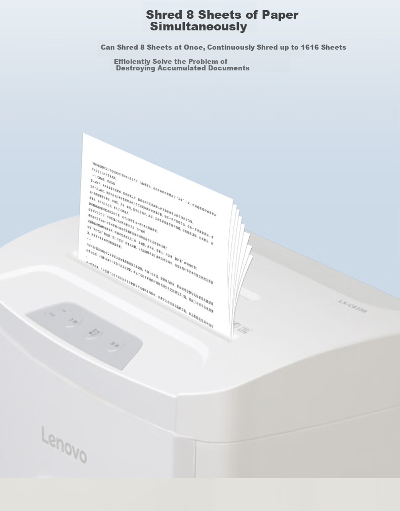 Lenovo LX-C8108 Commercial Paper Shredder, Level 5 Security Multi-Functional Home Shredder, Office-Specific Document Shredder, Small Manual Mini Shredder, Can Shred Cards And CDs 4