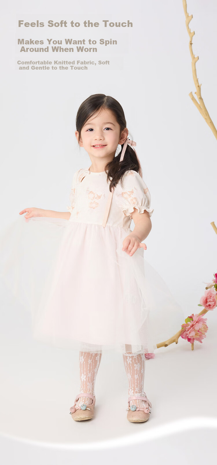 BALABALA Children's Hanfu Dress, Girls' Dress, New Chinese-Style Summer Outfit, Puff Sleeve, National Style Mesh, Exquisite Princess Dress 4