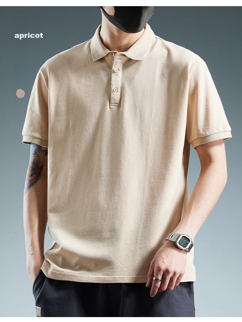Jeanswest POLO Shirt for Men, Short Sleeve, 2026 Summer New Style, Pure Cotton, Trendy Casual Versatile Top, Light Gray, XL 10