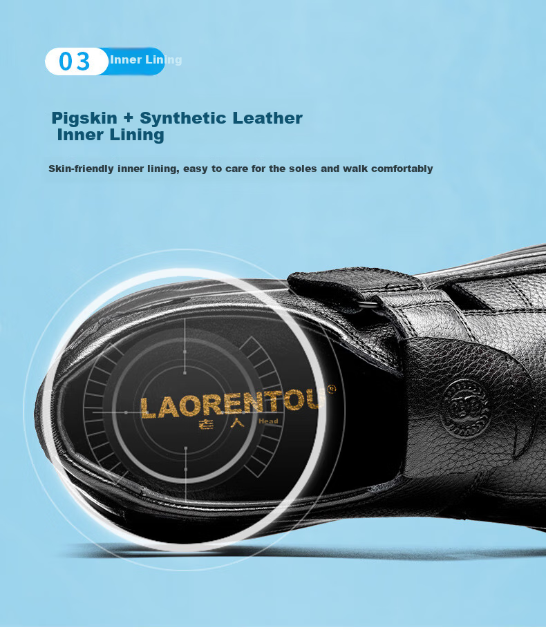 LAORENTOU Men's Genuine Leather Summer Breathable Hollow Business Casual Closed-Toe Sandals LL177 Black Size 43 3