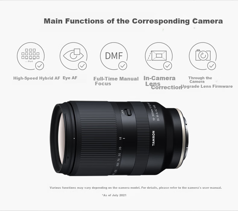 Tamron 18-300mm F/3.5-6.3 Di III-A VC VXD Anti-Shake Telephoto Zoom Mirrorless Lens for Travel (Sony APS-C E-Mount), Filter Kit 8