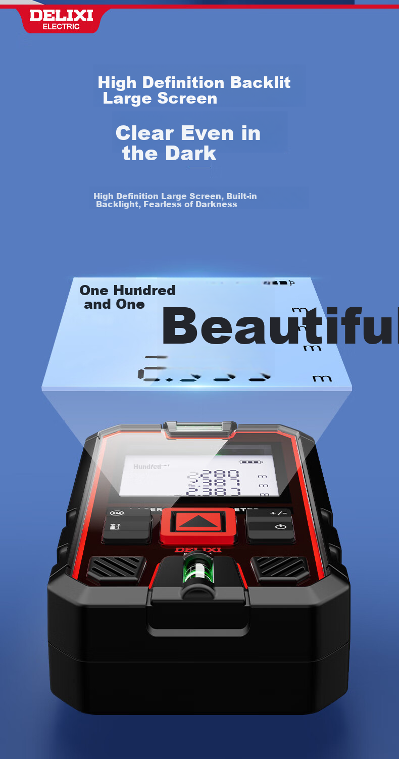 DELIXI ELECTRIC Laser Distance Meter Handheld High-Precision Electronic Ruler Infrared Outdoor Home Measuring Device with Dual Horizontal Bubbles, 100-Meter Range 7