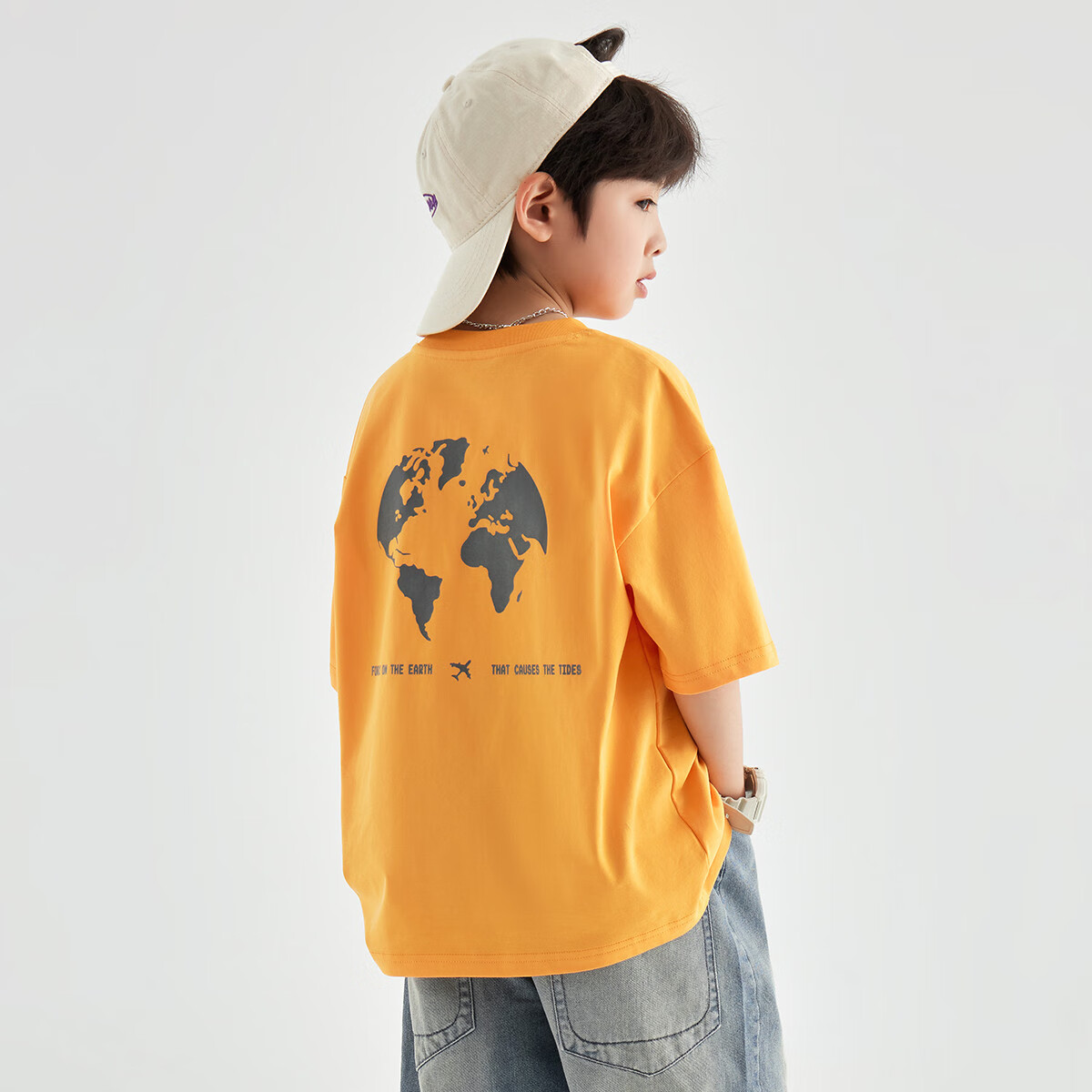 Duoduo Home [Earth Print] Boys' Short Sleeve 2026 Summer Comfortable Cool Loose Fit Casual T-Shirt for Kids