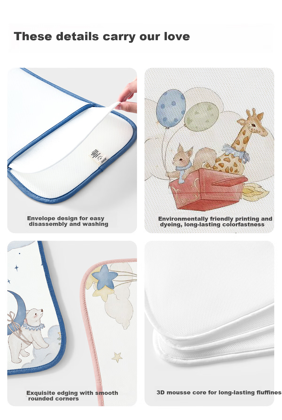 JOYNCLEON Baby Pillow Ice Silk Summer Pillowcase for Infants 0-6 Months Newborn Cloud Pillow, Blue, Jzt155165 24
