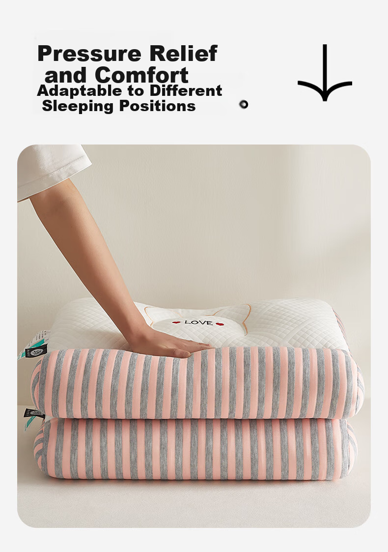 Hodo Class A Pillow, Cervical Pillow, Traction Neck Support Pillow, Adult Sleeping Cervical Pillow, Sleep Pillow, 42*65cm, Pink 9