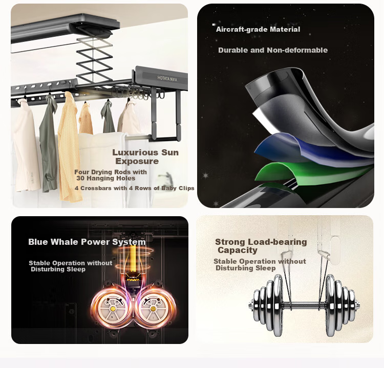 Hotata Ultra-Thin Electric Clothes Drying Rack with Hidden Integration, Smart Voice Control, Lifting Mechanism, Large Screen Lighting, And Intelligent Drying Machine D-3371 5