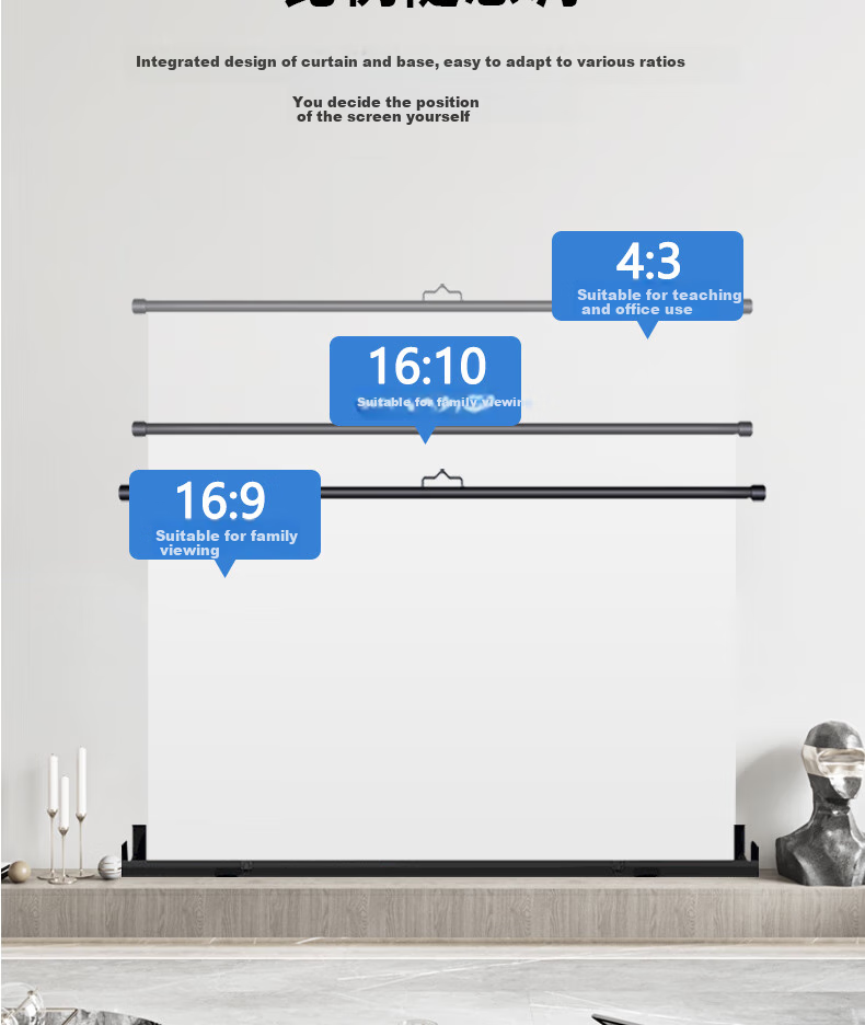 JINGMI Projection Screen, 80 Inches, 16:9 Aspect Ratio, Pull-Up Manual Screen, Full-Screen, G1 White Fiberglass, for Home Office And Outdoor Use, Portable And Movable Projector Scree 7
