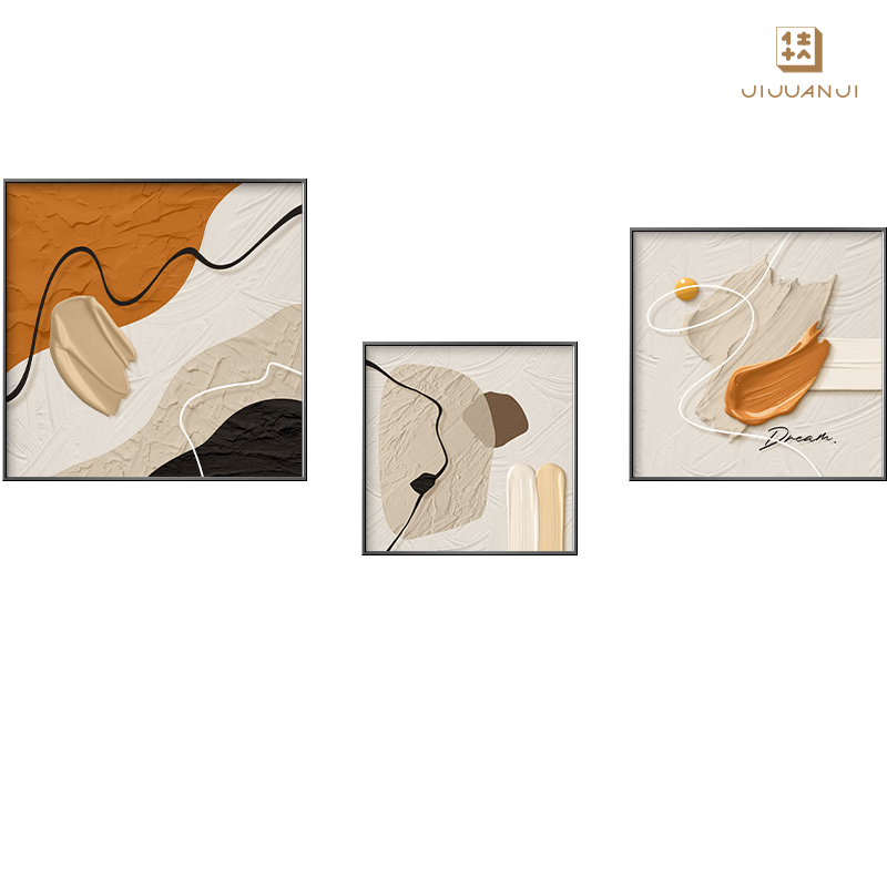 Jijianji Modern Minimalist Living Room Decorative Painting Luxury Sofa Background Abstract Texture Wall Art High-End Triptych