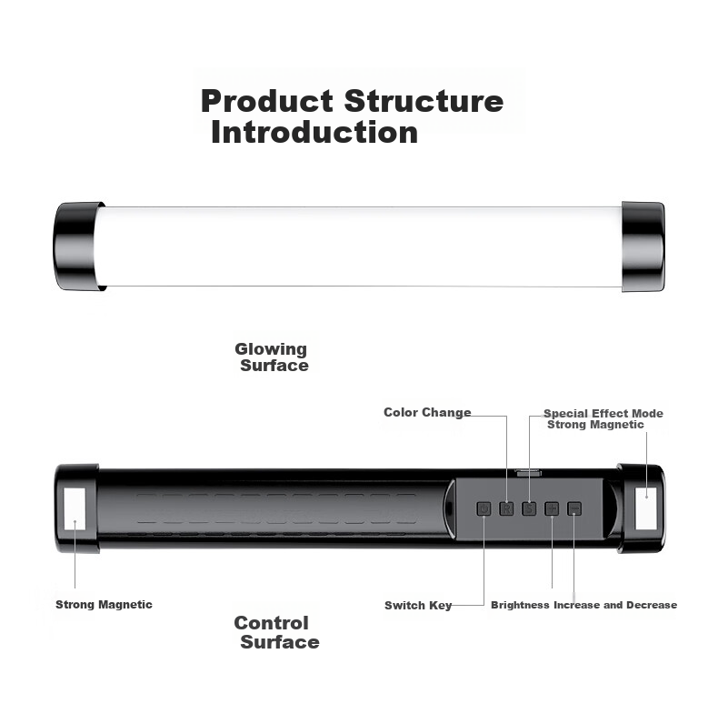 Jimantu Magnetic Rechargeable LED Handheld Light Stick for Outdoor Portable Video Shooting, Night Scene Portrait Photography, Beauty Enhancement, Live Streaming Atmosphere Soft Light 13