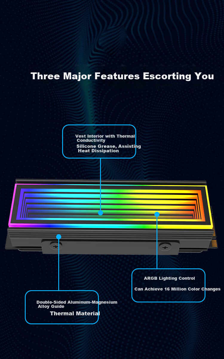 KELEPU M.2 Solid State Cooling Vest, SSD Heat Sink, PS5 Aluminum Alloy Cooler with ARGB Sync, Snow Mirror, White 7