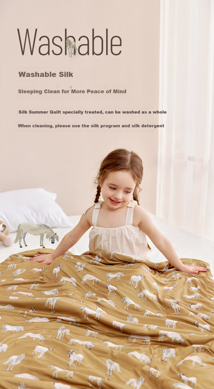 YEEHOO 100% Mulberry Silk Comforter, Washable, Maternal And Infant Class A Antibacterial, Anti-Mite Cooling Quilt, Air Conditioning Summer Cool Blanket, 105*140 7