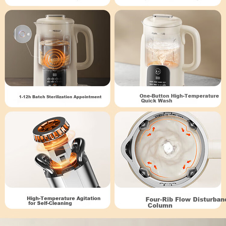Joyoung Home Use 1L Quiet Blender Soy Milk Maker Food Processor, 22-Minute Fast Soy Milk Maker DJ10X-D285 2