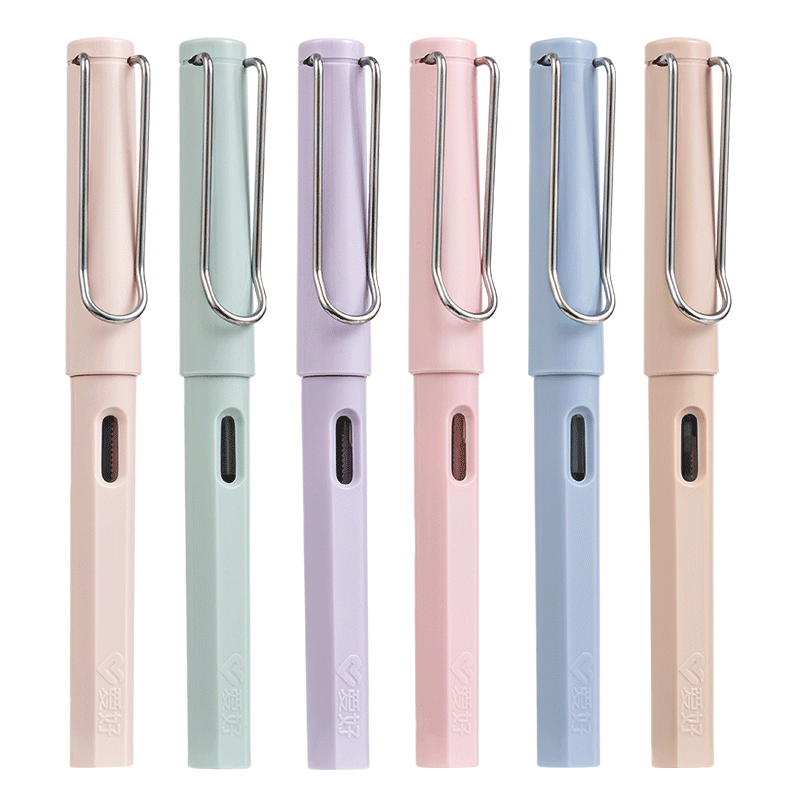 AIHAO Dual-Use Student Fountain Pen Morandi Color F Nib Refillable Ink Cartridge Practice Pen Peach Pink DMS110