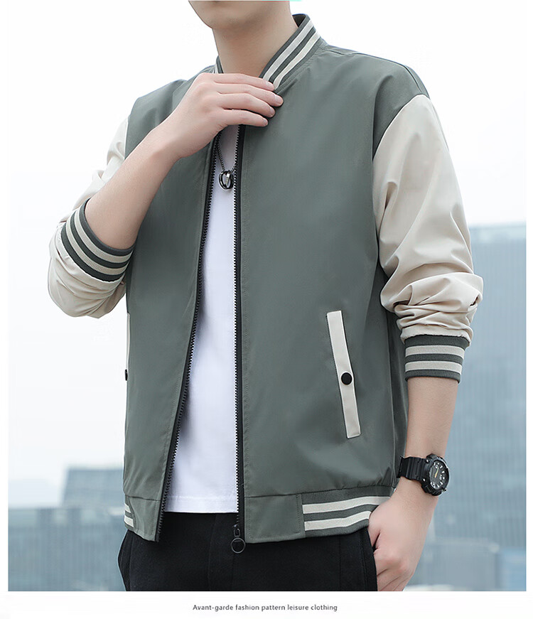 TUCANO Men's Spring Autumn Baseball Collar Casual Jacket Sport Comfortable Fashion Top Green 4XL 5