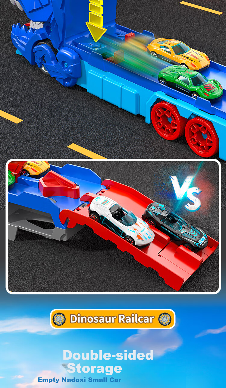 Snaen Children's Dinosaur Toy Car with Ejection Track, Transforming Alloy Car, Birthday Gift for Boys Aged 3-6 Years Old 6