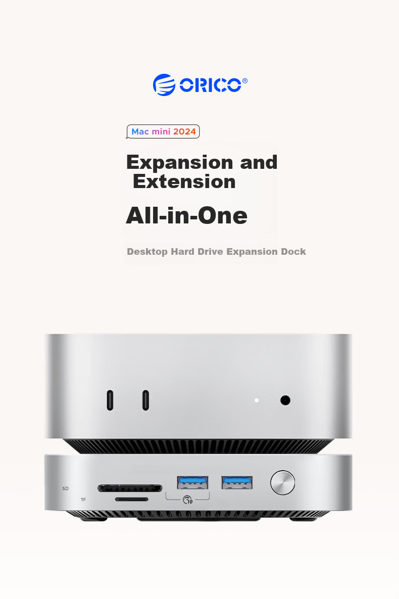 ORICO Expansion Dock for Mac Mini M6/M4, Hard Drive Enclosure M.2 External SSD Storage Expansion Base, Desktop Stand Hard Drive Expansion Dock MiniLink-M410P 1