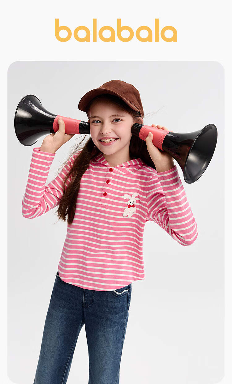 BALABALA BalaOne Girls' Long-Sleeve T-Shirt, Children's Autumn Striped Casual Top, 208325100008 1