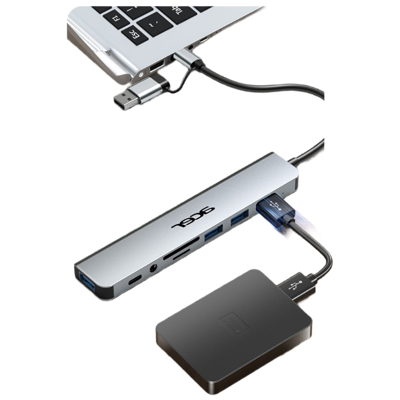 Acer Type-C Expansion Dock, USB3.0 Hub with SD/TF Card Reader Adapter, Eight-In Expansion Dock Compatible with MacBook And Huawei Tablets
