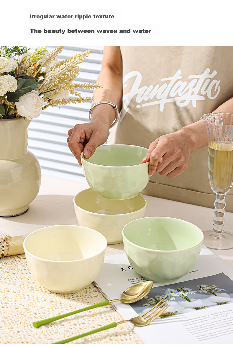 CERAMICS Cream-Colored Ceramic Noodle Bowls, Large Soup Bowls for Home Use, High-Quality Noodle Bowls, Instant Noodle Bowls, 6 Inches, Set of 2 14
