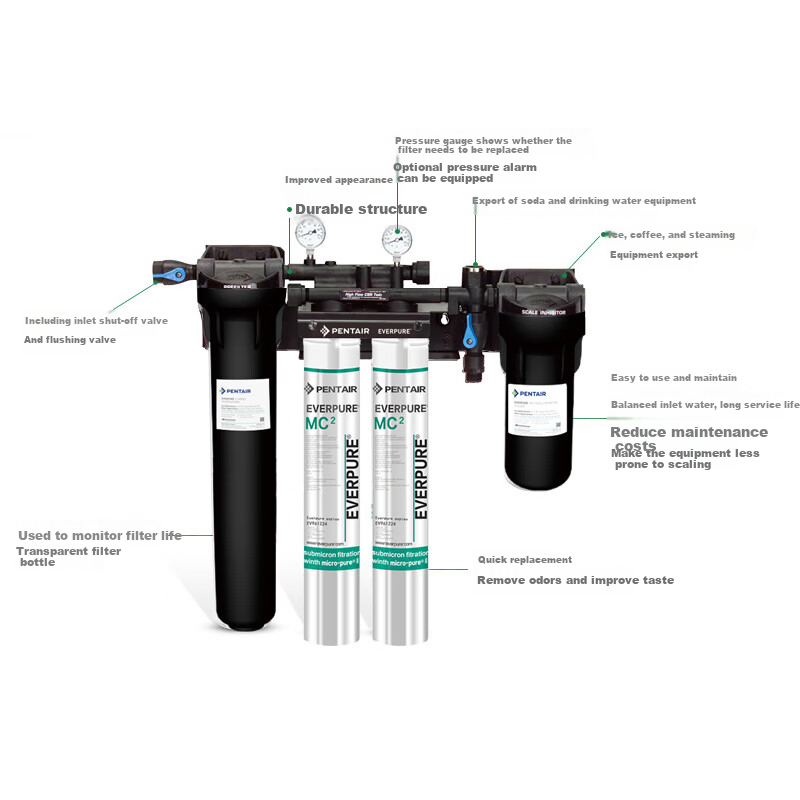 Everpure Coffee Shop/bubble Tea Shop/chinese Restaurant, 3.3 Liters/minute, 3300L Water Production Capacity, High-End Commercial Water Purifier, HIGH FLOW CSR TWIN-MC2