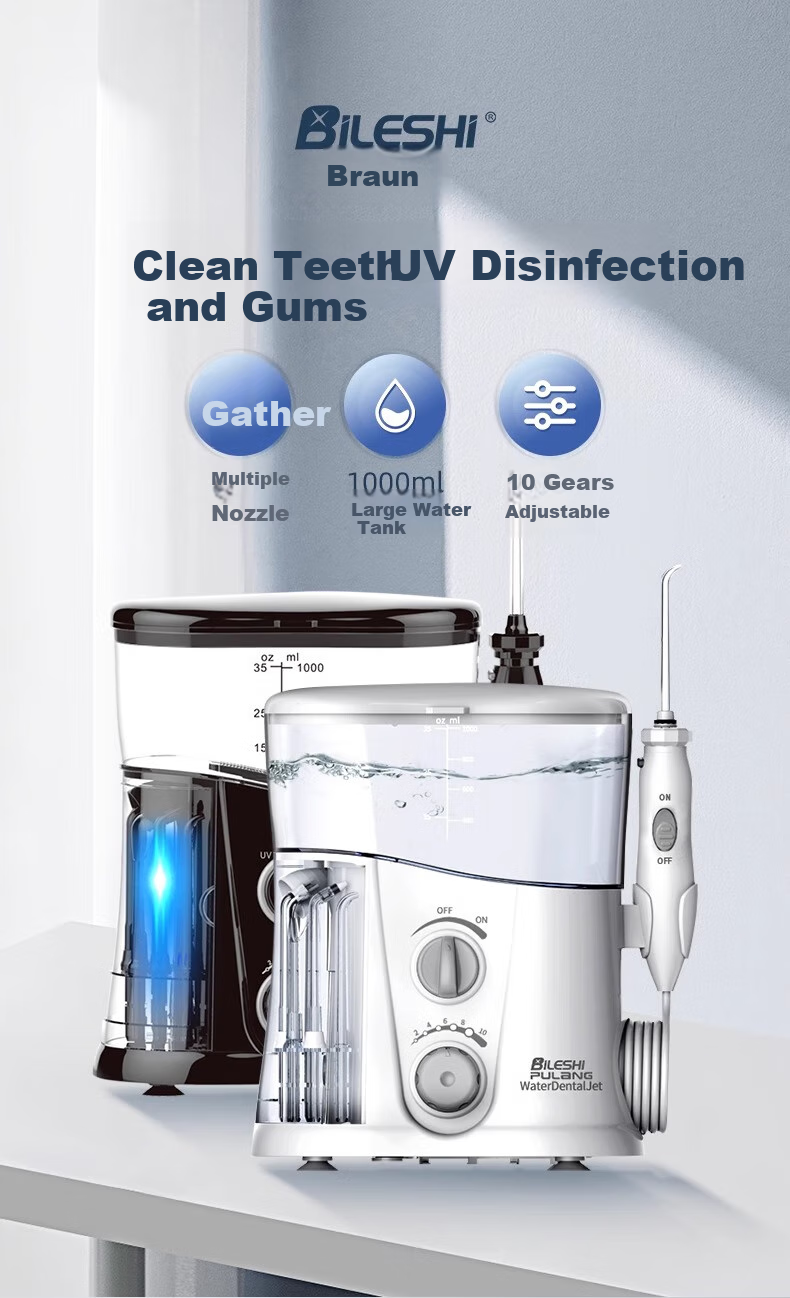 BILESHI Dental Irrigator, Desktop Tooth Cleaner, Home Use Large Capacity Pulse Water Flosser, Teeth Cleaning Device for Tartar And Orthodontic Treatment, Gift for Men And Women, Birthday And Father's Day Present FC180 1