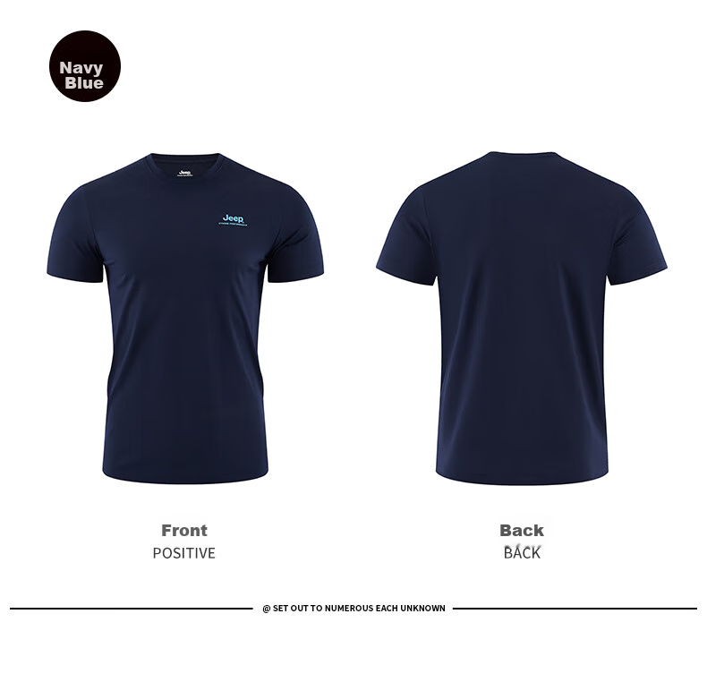 JEEP Men's Short-Sleeve T-Shirt, Sports Outdoor Breathable Quick-Dry Tee, Men's Cool Round Neck Top, 538 Navy Blue XL 31