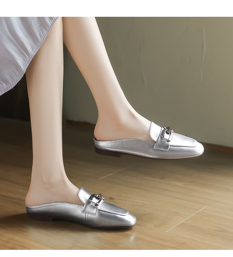 ZHR Zese Women's Square Toe Commuter Slippers One-Step French Mule Half Slippers AH235 Black Size 35 4