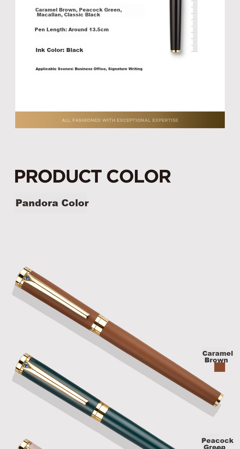 MONTAGUT [Best-Selling Product] Fountain Pen Gift Box, Ink Set, Women's Writing Office Gift, High-Value Birthday Present, Pandora Series, Caramel Brown, 0.5mm 8