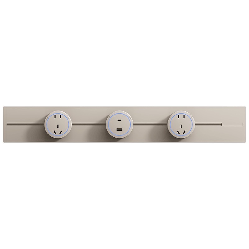 International Electric Track Socket Cream Style Surface Mounted Portable Power Strip Household Dining Kitchen Rail High Power Power Slide Socket Cocoa Egg Milk 60cm+Five-Hole*4