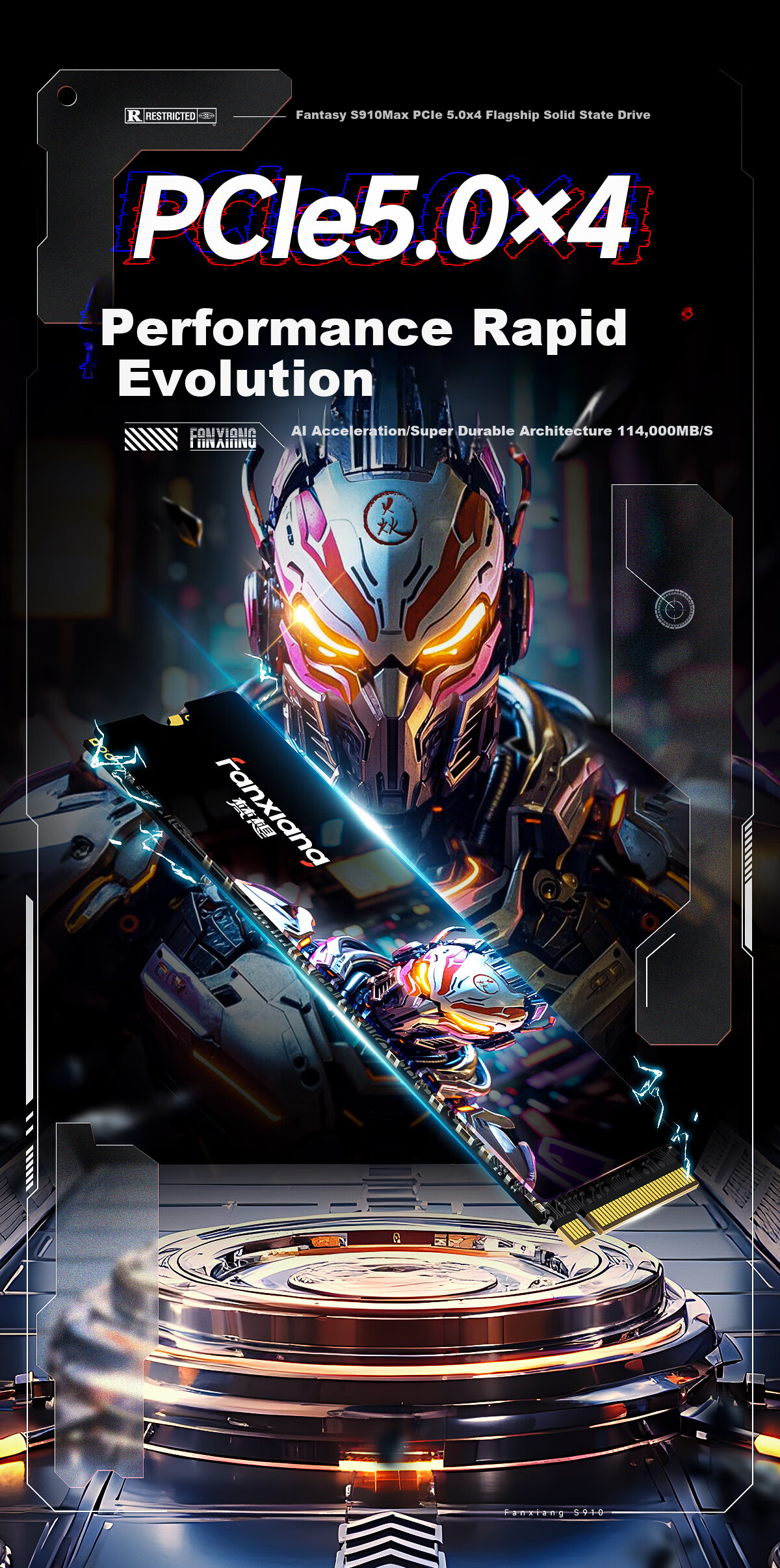 FANXIANG 2TB SSD Solid State Drive M.2 Interface NVMe Protocol PCIe5.0 Independent Cache High-Speed Gaming S910Max Read Speed up to 14000MB/s 1