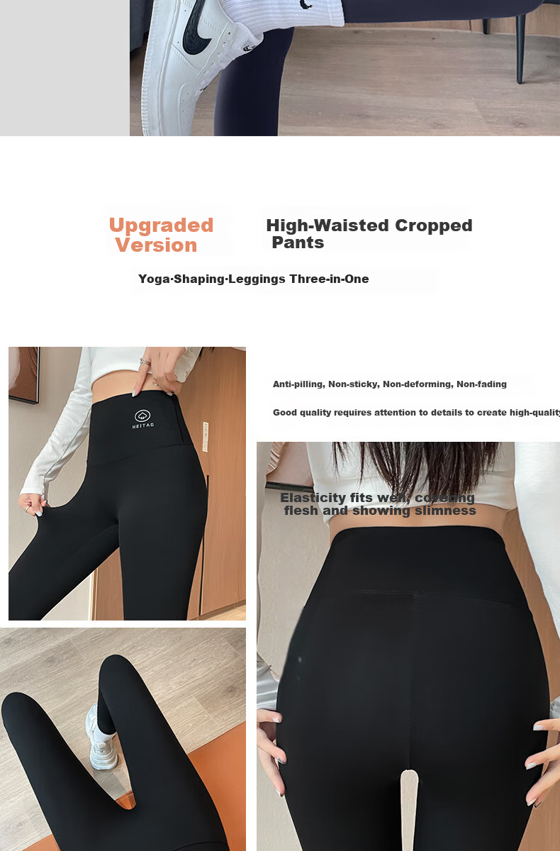 LangSha Seamless High-Waisted Leggings for Women, High-Elastic Butt-Lifting Cycling Yoga Pants, Coffee Color, Size M 8
