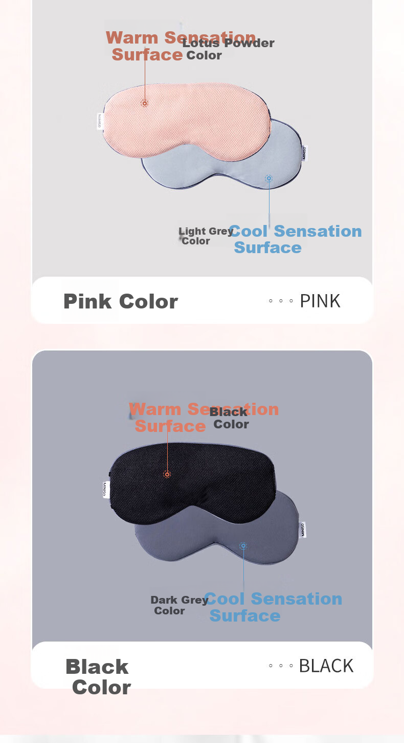 MINISO Cooling And Warming Ear-Loop Sleep Mask for Naps, Light Blocking, Fatigue Relief (Pink) 7