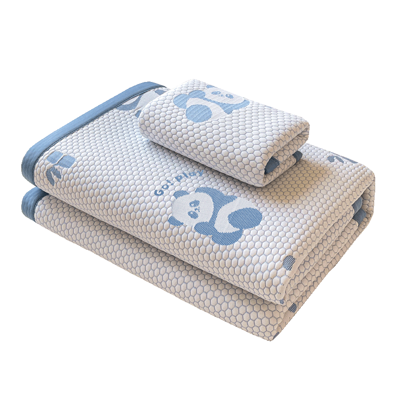 Hongdou Class A Ice Bean Cooling Mat Summer Ice Silk Washable Soft Mat Dormitory Air Conditioning Mat 1.5*2m Blue