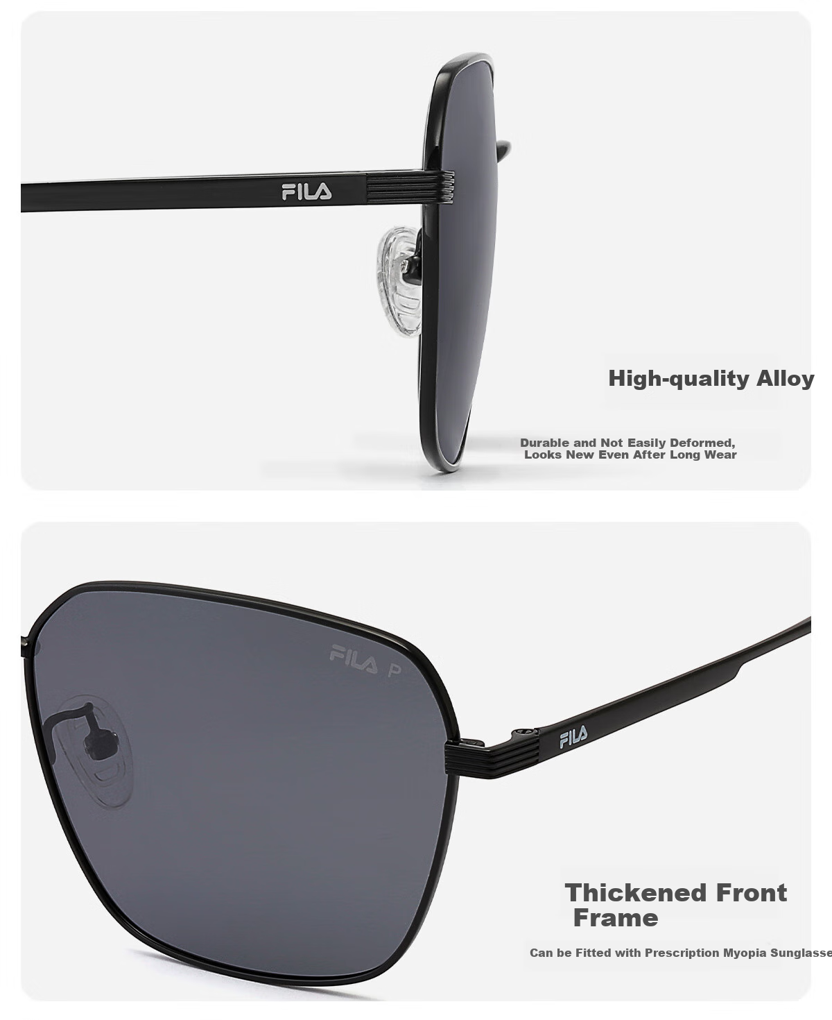 FILA [Father's Day Gift] Polarized Sunglasses for Men, Square Frame Driving Sunglasses, Fishing Glasses SFIA44 Polarized Gray 2