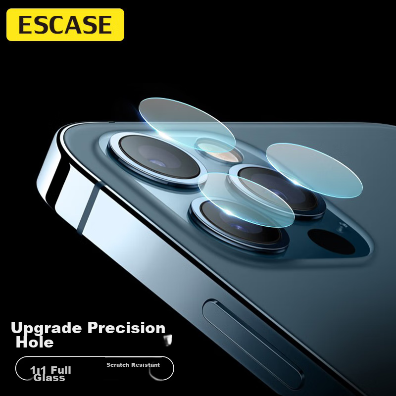 ESCASE IPhone 12 Pro Max Camera Lens Protector, IPhone 12 Pro Max Tempered Glass Rear Camera Protective Film, Curved Edge Glass Hardened Anti-Scratch Film 6.7 High Definitio
