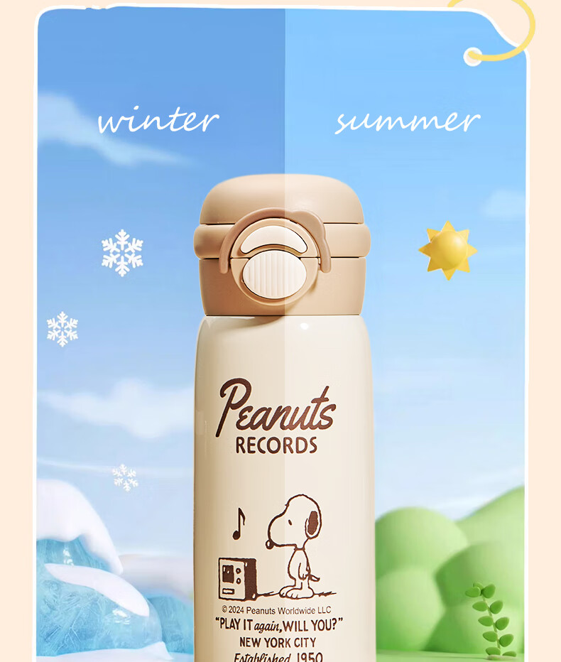 SNOOPY Kids Insulated Water Bottle Large Capacity 316 Stainless Steel Straw Water Bottle Boys Girls Student Dual-Use Portable Drinking Cup 8