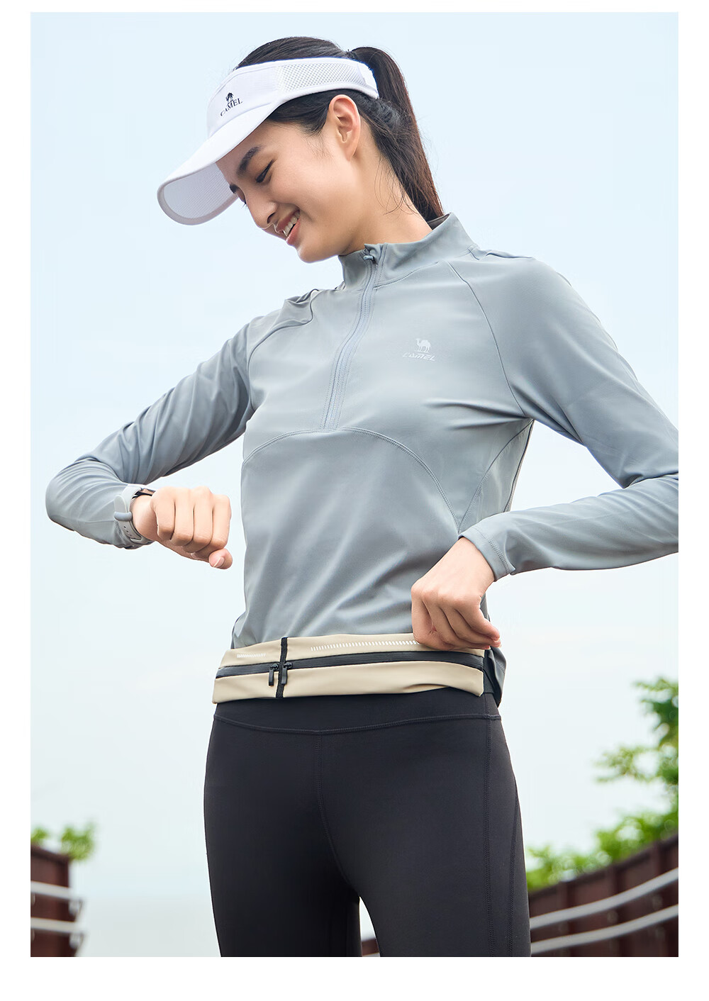 CAMEL Sports Waist Pack, Unisex Running Phone Waist Bag for Fitness And Exercise, Mini Belt T002A Khaki 15