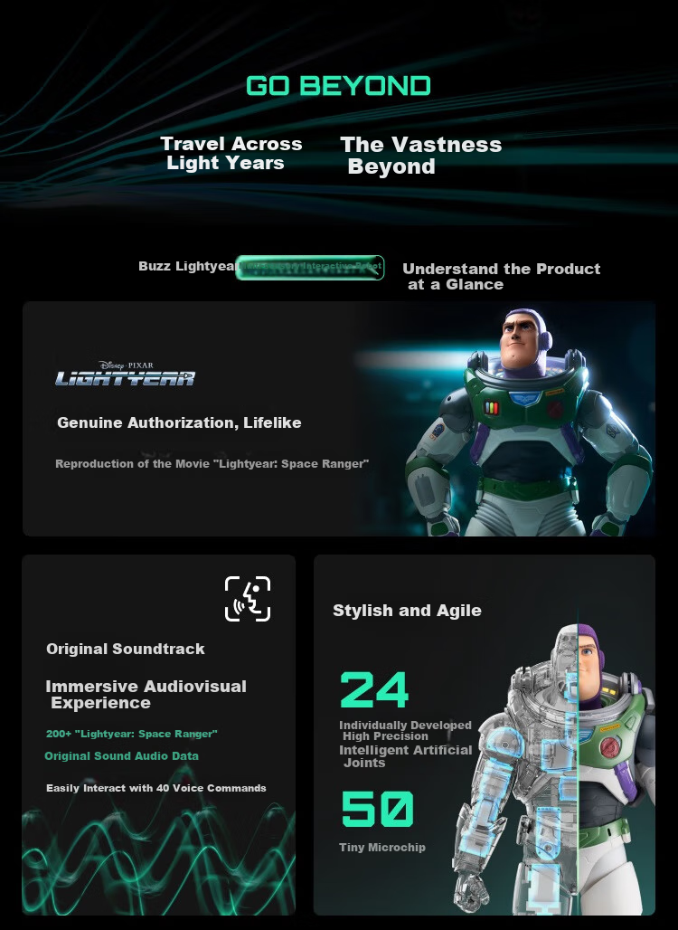 Lesenjiqiren, Basi Guangnian Official Light Year Authentic Story Voice Control Interactive Disney Authorized Toy, Toy Story Advanced Intelligent Robot Toy, Gift for Adults And Childre 2
